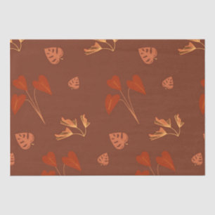 Papel De Seda Padrão Floral de Terracota