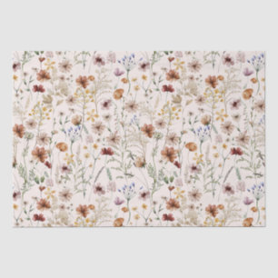 Papel De Seda Padrão Floral de Watercolor Siny Bloom Boho