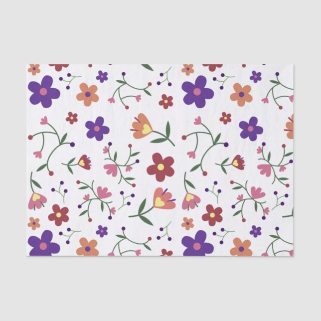 Papel De Seda Padrão Floral Desenhado À Mão (Frente )