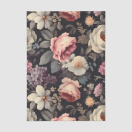 Papel De Seda Padrão Floral Deslumbrante em Fundo Escuro