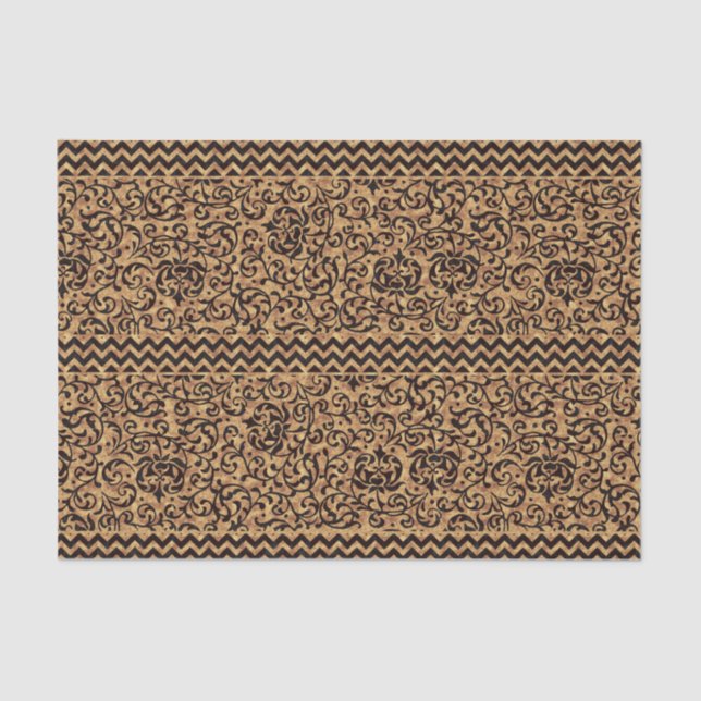 Papel De Seda Padrão Floral Dourado do Renascimento Italiano (Frente )