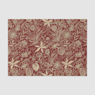 Papel De Seda Padrão Floral Dourado e preguiçoso em vermelho pro