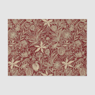 Papel De Seda Padrão Floral Dourado e preguiçoso em vermelho pro