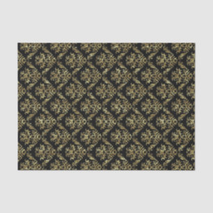 Papel De Seda Padrão Floral Dourado E Preto Elegante