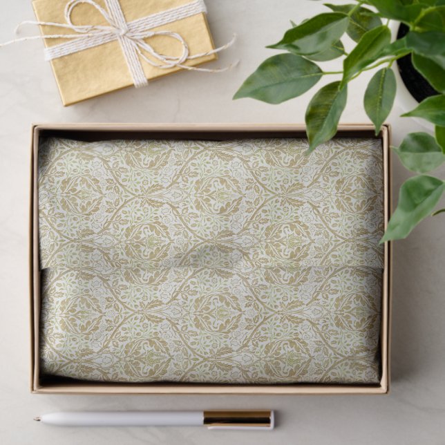 Papel De Seda Padrão Floral Dourado Elegante (Presente)