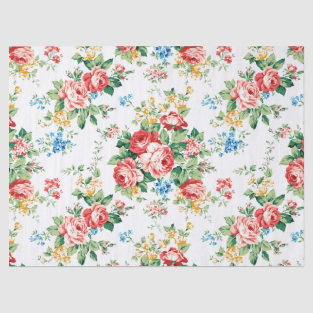 Papel De Seda Padrão Floral Elegante com Elemento Rosa Design (Frente )