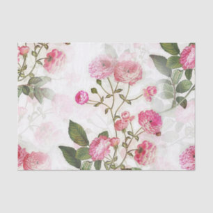 Papel De Seda Padrão Floral Elegante de Flores Rosa