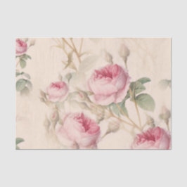 Papel De Seda Padrão Floral Elegante de Rosas Rosa