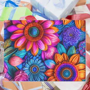Papel De Seda Padrão floral em estilo boho