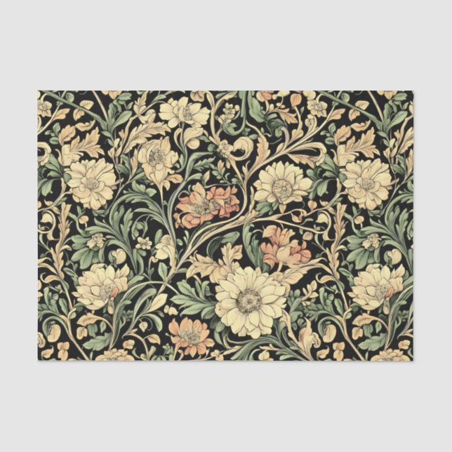 Papel De Seda padrão floral em estilo vitoriano  (Frente )