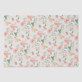 Papel De Seda Padrão Floral Feminina Pêssego e Rosa