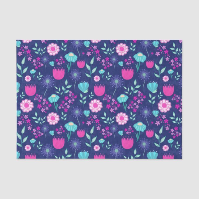 Papel De Seda Padrão floral fofo de fundo (Frente )