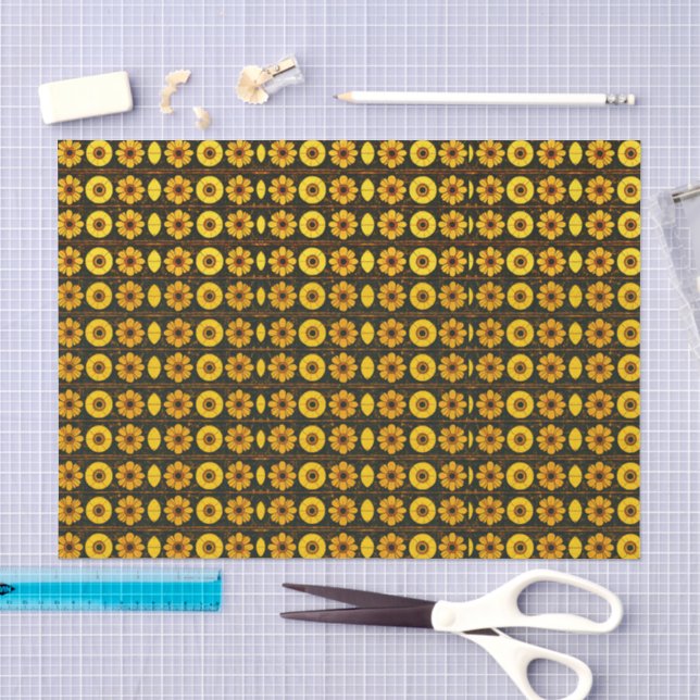 Papel De Seda Padrão floral futurista (Arte )