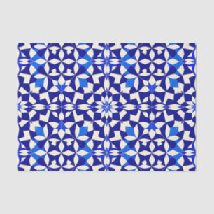 Papel De Seda Padrão Floral Geométrico Azul Marinho
