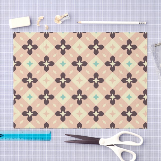 Papel De Seda Padrão floral geométrico contínuo (Arte )