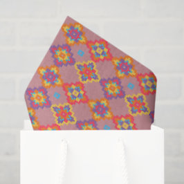 Papel De Seda Padrão Floral Geométrico Indígena Americano Premiu