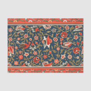 Papel De Seda Padrão Floral Indo-Persa Boêmio Vintage Vermelho