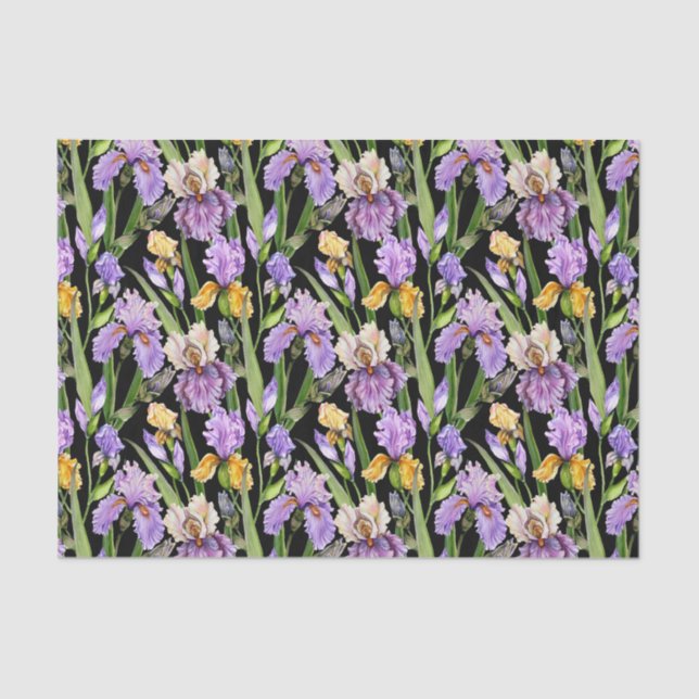 Papel De Seda padrão floral Iris martelado elegante (Frente )