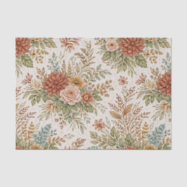 Papel De Seda Padrão Floral Jardim Tardio de Outono