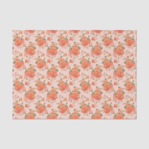 Papel De Seda padrão floral laranja rosa de casamento primavera