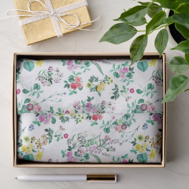 Papel De Seda Padrão Floral Leve e Bonito (Presente)