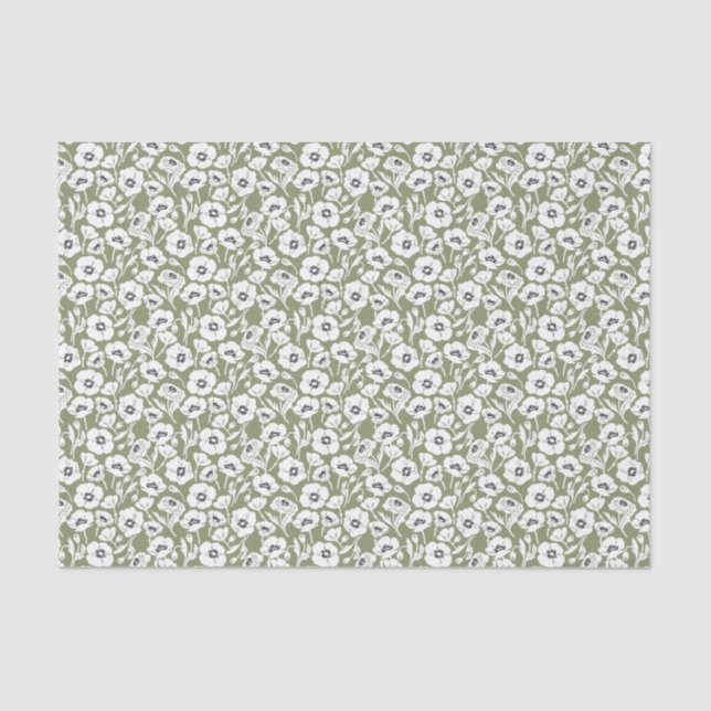 Papel De Seda Padrão Floral Moderno (Frente )