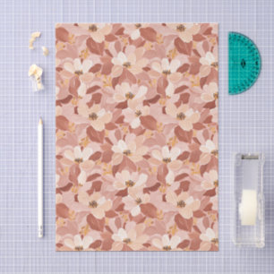Papel De Seda Padrão Floral Pintado Marrom Terroso