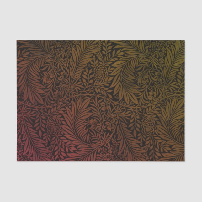 Papel De Seda Padrão Floral Preto Laranja Laranja Moderno Elegan (Frente )