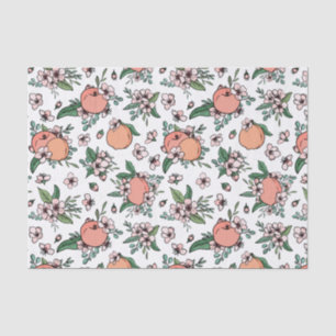 Papel De Seda Padrão Floral Pretty Peaches e Flor de Pêssego