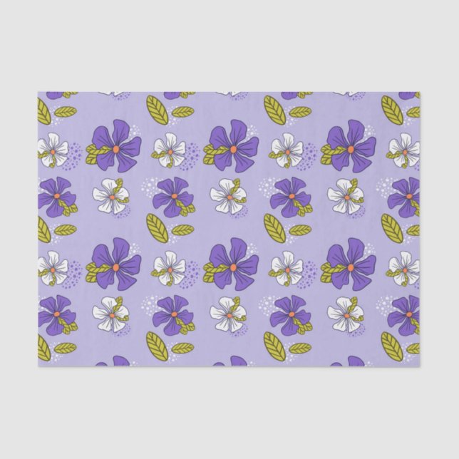 Papel De Seda Padrão Floral primavera em Roxo (Frente )