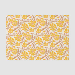 Papel De Seda Padrão Floral Retro Amarelo