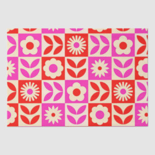 Papel De Seda Padrão Floral Retro Vibrante