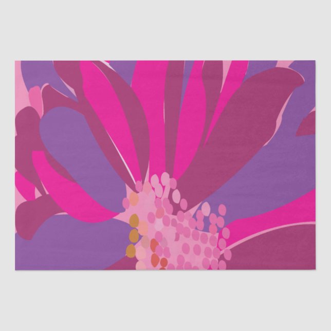 Papel De Seda Padrão Floral Rosa Roxo (Frente )