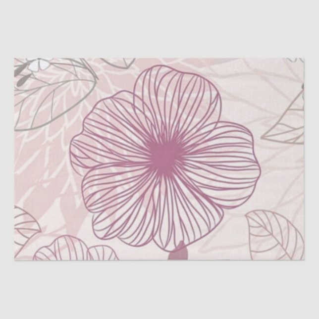 Papel De Seda padrão floral roxo (Frente )