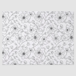 Papel De Seda Padrão Floral Sem Costura de Arte de Linha Minimal