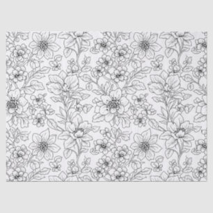 Papel De Seda Padrão Floral Sem Costura de Arte de Linha Minimal