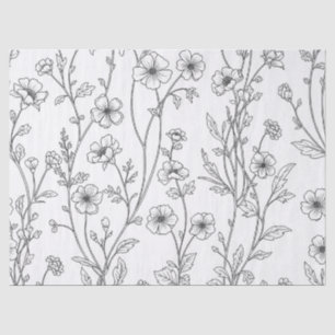 Papel De Seda Padrão Floral Sem Costura de Arte de Linha Minimal
