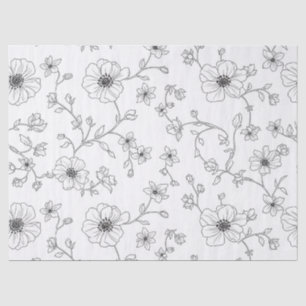 Papel De Seda Padrão Floral Sem Costura de Arte de Linha Minimal