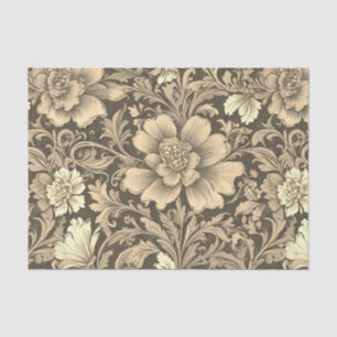 Papel De Seda Padrão Floral Sepia Vintage Incrível