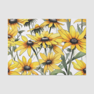 Papel De Seda Padrão Floral Susan De Olho Negro Amarelo
