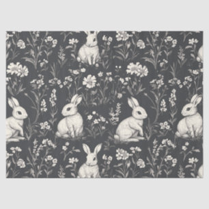Papel De Seda Padrão Floral Toile de Coelho Elegante Vintage (1)