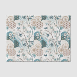 Papel De Seda Padrão Floral Tradicional de Bambu Japonês
