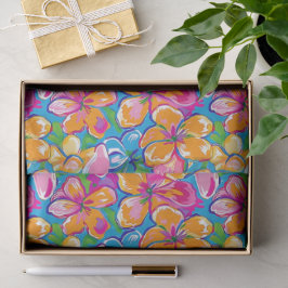 Papel De Seda Padrão Floral Tropical Colorido