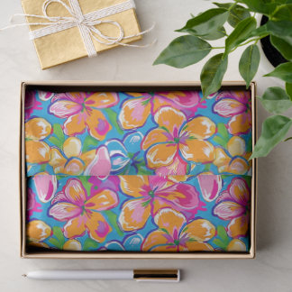 Papel De Seda Padrão Floral Tropical Colorido