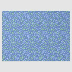 Papel De Seda Padrão Floral Verde Azul bonito Ditsy Periwinkle