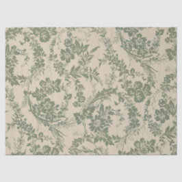 Papel De Seda Padrão Floral Verde Vintage
