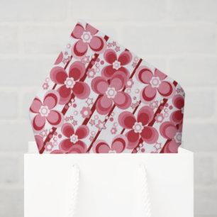 Papel De Seda Padrão floral vermelho e branco