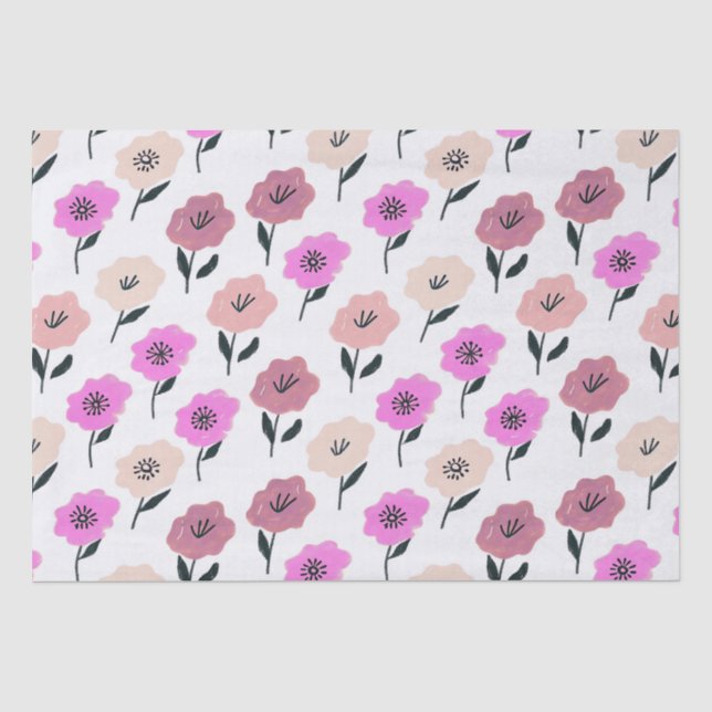 Papel De Seda Padrão Floral Vibrante (Frente )