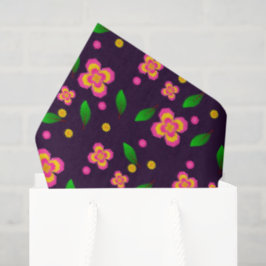 Papel De Seda Padrão Floral Vibrante e Sem Costura em roxo profu