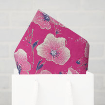 Padrão Floral Vibrante em Rosa, Branco e Azul Real